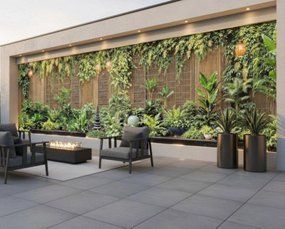 Mural Gardens Zen Wall Garden Mural Curtain Waterproof Outdoor Tapestry Tropical Vertical Wall Art Bamboo Privacy Screen Backdrop W600Cm H180Cm from B&Q