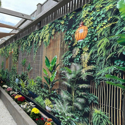 Mural Gardens Zen Wall Garden Mural Curtain Waterproof Outdoor Tapestry Tropical Vertical Wall Art Bamboo Privacy Screen Backdrop W800Cm H180Cm from B&Q