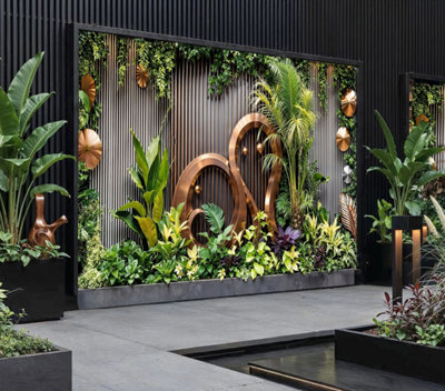 Mural Gardens Modern Tropical Oasis Garden Mural Curtain Waterproof Outdoor Tapestry Vertical Wall Art Botanical Luxury Backdrop W240Cm H180Cm from B&Q