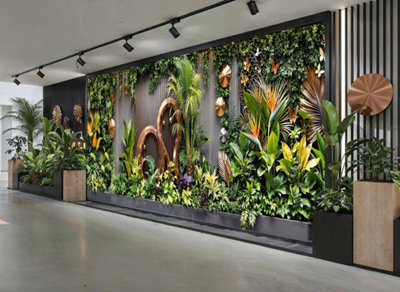 Mural Gardens Modern Tropical Oasis Garden Mural Curtain Waterproof Outdoor Tapestry Vertical Wall Art Botanical Luxury Backdrop W400Cm H180Cm from B&Q