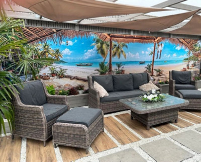 Mural Gardens Spice Coast Panoramic Beach Garden Mural Curtain Waterproof Outdoor Tapestry Poolside Gazebo Backdrop Wall Art W600Cm H180Cm from B&Q