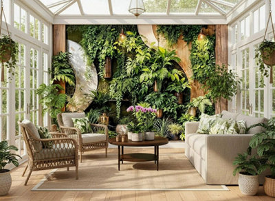 Mural Gardens Lush Plant Vertical Garden Mural Waterproof Outdoor Tapestry Modern Wall Art Botanical Backdrop Fence Decor Panel W240Cm H180Cm from B&Q