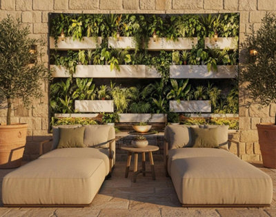 Mural Gardens Lush Plant Vertical Garden Mural Waterproof Outdoor Tapestry Modern Wall Art Botanical Contemporary Garden Art W300Cm H180Cm from B&Q