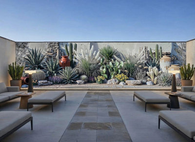 Mural Gardens Cactus Wall Elegant Garden Mural Curtain Waterproof Outdoor Tapestry Desert Succulent Patio Fence Decor Wall Art W800Cm H180Cm from B&Q
