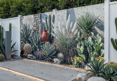 Mural Gardens Cactus Wall Elegant Garden Mural Curtain Waterproof Outdoor Tapestry Desert Succulent Patio Fence Decor Wall Art W400Cm H180Cm from B&Q