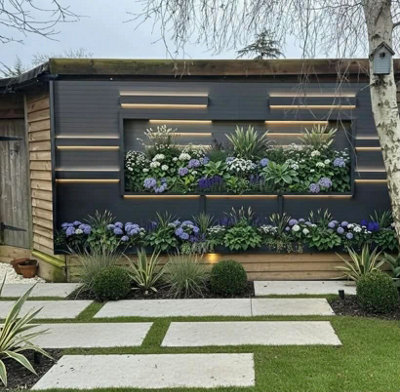 Mural Gardens Modern Black Patio Privacy Screen Fence Panel Garden Mural Tapestry Backdrop Curtain W600Cm By H180Cm from B&Q