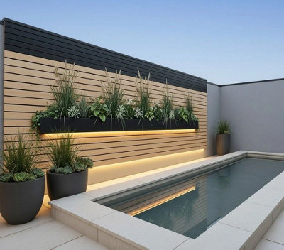 Mural Gardens Modern Patio Fence Panel Privacy Screen  Contemporary Garden Border Mural Tapestry Backdrop Curtain W400Cm X H180Cm from B&Q