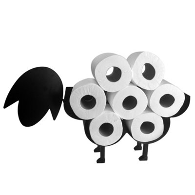 B&Q -  Sheep Toilet Roll Holder Black Free Standing Novelty Toilet Paper Stand Bathroom Decor