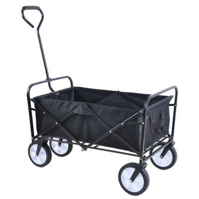 B&Q -  Heavy Duty Black Folding Garden Trolley Cart Wagon Pull Along Wheelbarrow Truck