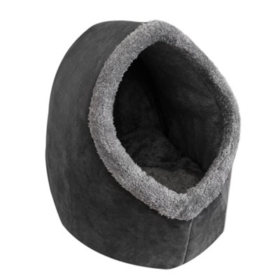 B&Q -  Cat Small Dog Cosy Bed Cave 2-In-1 Pets Igloo Hideout Cushion Washable Grey