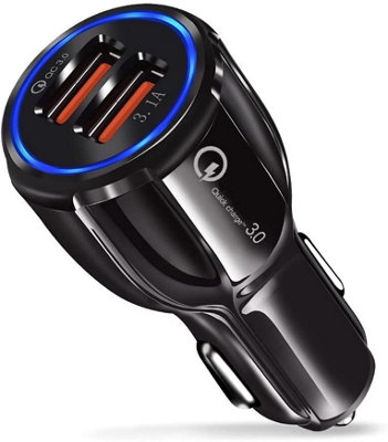 PhonePro Phone Pro Black Twin Usb Car Charger With Fast Charge Qc 3.0 Port