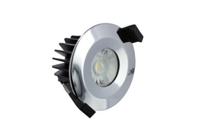 Luminosa Lighting Luminosa Low-Profile Fire Rated Downlight 70-75mm Cutout Ip65 440Lm 6W 4000K 38 Beam Dimmable 73Lm/w Polished Chrome from B&Q