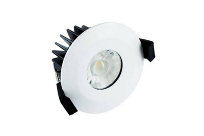 Luminosa Lighting Luminosa Led Low Profile Ip65 Fire Rated Downlight Recessed Spotlight 10W 830Lm 3000K Dimmable Matt White Ip65 from B&Q