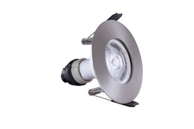 Luminosa Lighting Luminosa Led Fire Rated Downlight Recessed Spotlight Round Gu10 Holder Satin Nickel Ip65 from B&Q
