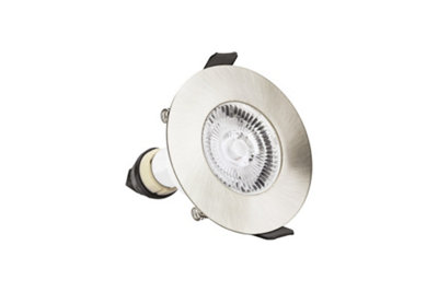 Luminosa Lighting Luminosa Evofire Fire Rated Downlight 70Mm Cutout 4Pack Ip65 Satin Nickel Round + Gu10 Holder