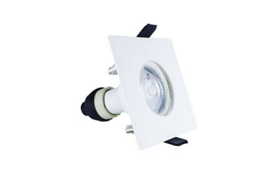 Luminosa Lighting Luminosa Led Fire Rated Static Downlight Recessed Spotlight Square Gu10 Holder Matt Ip65 White