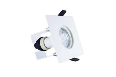 Luminosa Lighting Luminosa Led Fire Rated Static Downlight Recessed Spotlight Square Gu10 Holder Bracket Matt Ip65 White