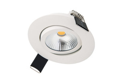 Luminosa Lighting Luminosa Ultra Slim Tiltable Downlight 65mm Cutout 6.5W 650Lm 100Lm/w 3000K 36 Beam Dimmable White from B&Q