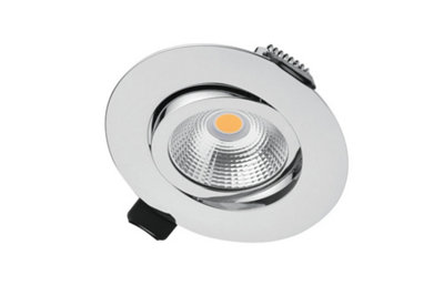 Luminosa Lighting Luminosa Ultra Slim Tiltable Downlight 65mm Cutout 6.5W 650Lm 100Lm/w 3000K 36 Beam Dimmable Polished Chrome from B&Q