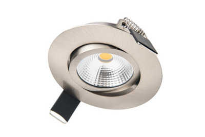 B&Q -  Luminosa Ultra Slim Tiltable Downlight 65mm Cutout 6.5W 670Lm 103Lm/w 4000K 36 Beam Dimmable Satin Nickel