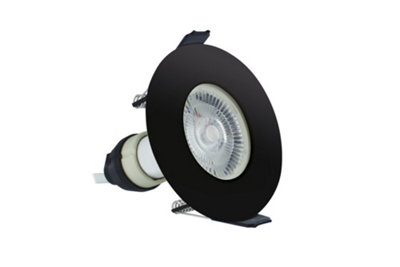 Luminosa Lighting Black Luminosa Evofire Fire Rated Downlight 70Mm Cutout Ip65 Round + Gu10 Holder