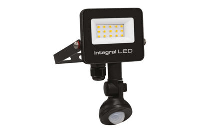 Luminosa Lighting Luminosa Super Slim 2 Floodlight Ip67 1000Lm 10W 4000K Pir 120Deg. Non Dimmable 100Lm/w Black from B&Q