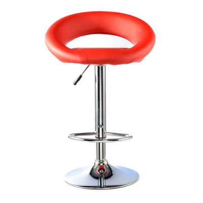 Furrai Bar Stool Pu Chrome & Red (2S) from B&Q