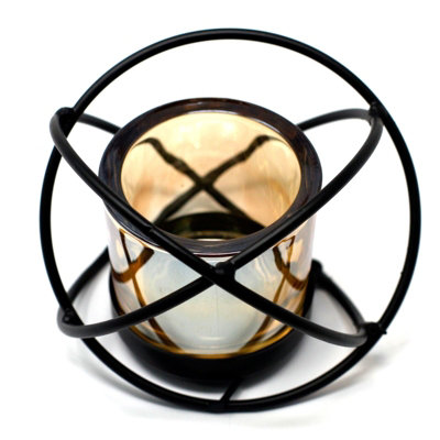 Serenityy Centrepiece Iron Votive Candle Holder 11 X 11 X 8.5Cm With Glass CupBlack Single Ball Design from B&Q