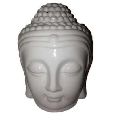 Serenityy Buddha Head Oil Burner In White CeramicGloss FinishLightweight Decorative Aroma Warmer from B&Q