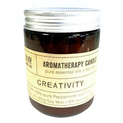 Serenityy Aromatherapy Soy Wax CandleCreativity FragranceAmber Glass200G40H Burn Time from B&Q