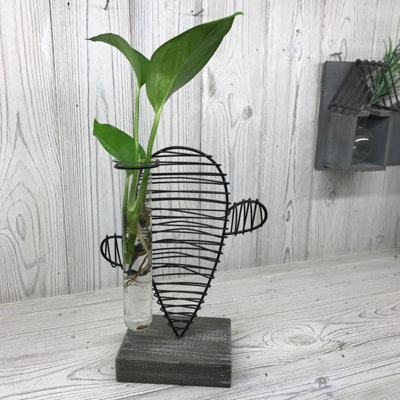 Serenityy Hydroponic Home Décor Lab PotCactus Design Green Glass Tube With Recycled Metal And Wood Frame500G from B&Q