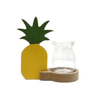Serenityy Pineapple Hydroponic Home Décor PotRecycled GlassMetal And Wood Tabletop Vase For Small Plants And Flowers from B&Q