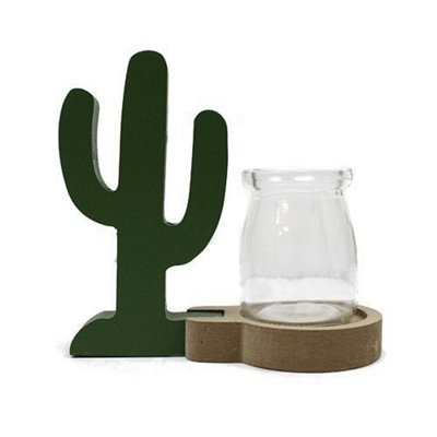 Serenityy Hydroponic Home Décor Cactus PotRecycled GlassMetal And Wood Tabletop VaseGreen Finish from B&Q