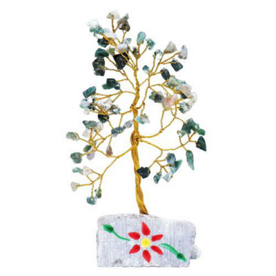 Serenityy Moss Agate Decorative Gemstone Tree80 StonesHandmade Indian Gem Tree On Rock Base240G from B&Q