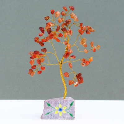 Serenityy Carnelian Gemstone Tree80 StonesOrange Decorative Ornament On Gemstone Rock Base from B&Q