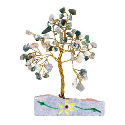 Serenityy Tree Agate Gemstone Tree On Rock BaseHandmade Decorative Figurine80 StonesMulticolour240G from B&Q