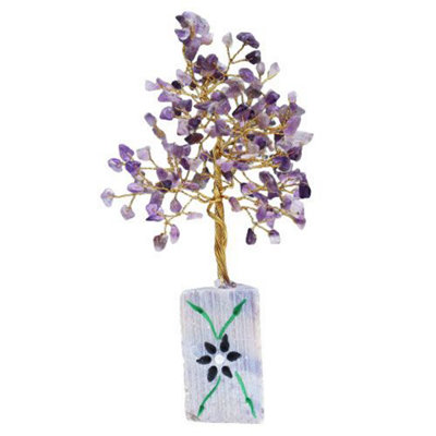 Serenityy Amethyst Indian Gemstone Tree160 StonesHandmade On Natural Stone Base300G from B&Q