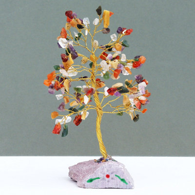 Serenityy Multi-Gem Gemstone Tree With 160 StonesMounted On Gemstone Rock BaseHandmade Decorative Figurine from B&Q