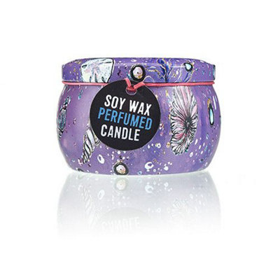Serenityy Raspberry Soy Wax Candle 120GReusable TinSea Life Design23H Burn Time from B&Q