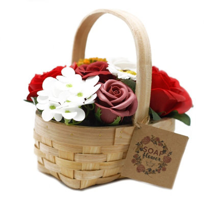 Serenityy Medium Red Soap Flower Bouquet In Wicker BasketHandcraftedLightly ScentedLong-Lasting Gift from B&Q