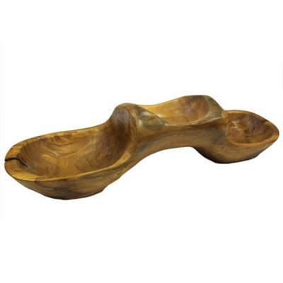 Serenityy Hand-Carved Teak Root 3-Bowl Pyramid SetApprox. 40CmNatural Wood Finish from B&Q