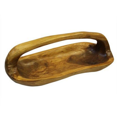 Serenityy Hand-Carved Teak Root Bowl With HandleApprox. 30CmNatural Wood Finish. from B&Q