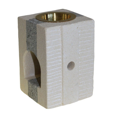 Serenityy Stone Oil Burner Combo SquareHand-Carved Sandstone With Glass DishBeige520G. from B&Q