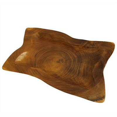 Serenityy Aw Dropship Uk Hand-Carved Teak Root Square PlateApprox. 20CmNatural BrownUnique Shape from B&Q