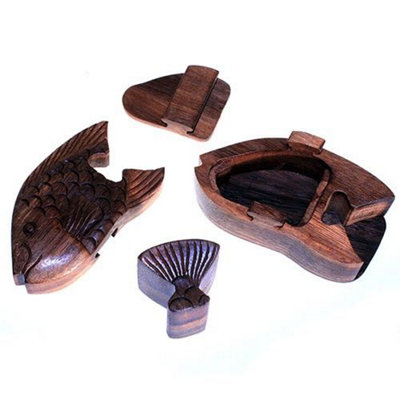 Serenityy Bali Magic BoxFat Fish Handcrafted Sheesham Wooden Puzzle Box With Hidden Compartment from B&Q