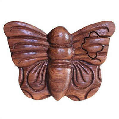 Serenityy Bali Magic Box ButterflyHandmade Sheesham Wood Puzzle Keepsake Box With Hidden CompartmentIndividually Wrapped. from B&Q