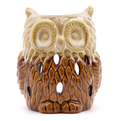 Serenityy Classic Rustic Terracotta Oil BurnerOwl DesignCeramicGloss FinishSingle Pack from B&Q