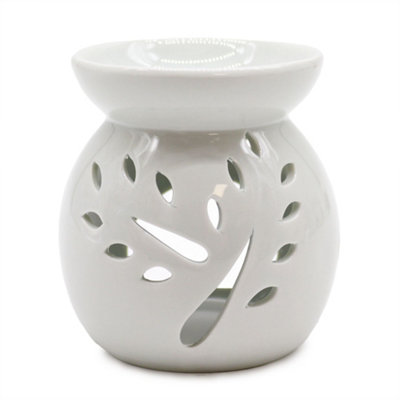 B&Q -  White Ceramic Oil BurnerLarge Tree Cut-OutGloss260G
