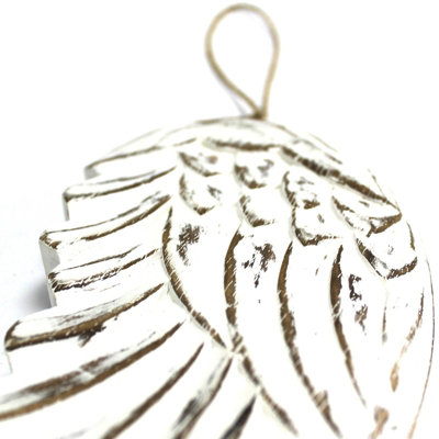 Serenityy Hand Crafted Angel Wing Decoration30Cm Vintage Whitewashed Wood from B&Q