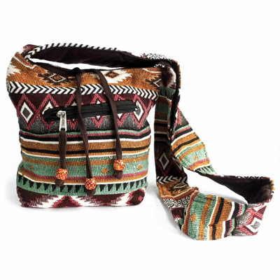  - Jacquard Chocolate Sling Bag Woven Fabric Crossbody Shoulder Bag